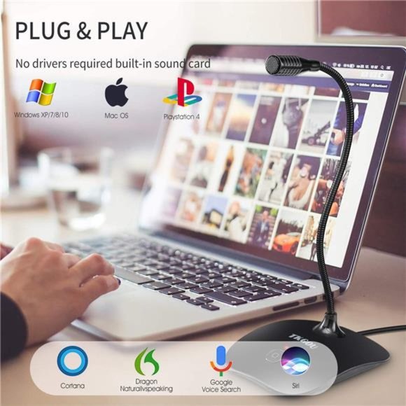 USB Computer Microphone with Mute Button,Plug&Play Condenser,desktop, PC, Laptop - Picture 4 of 6